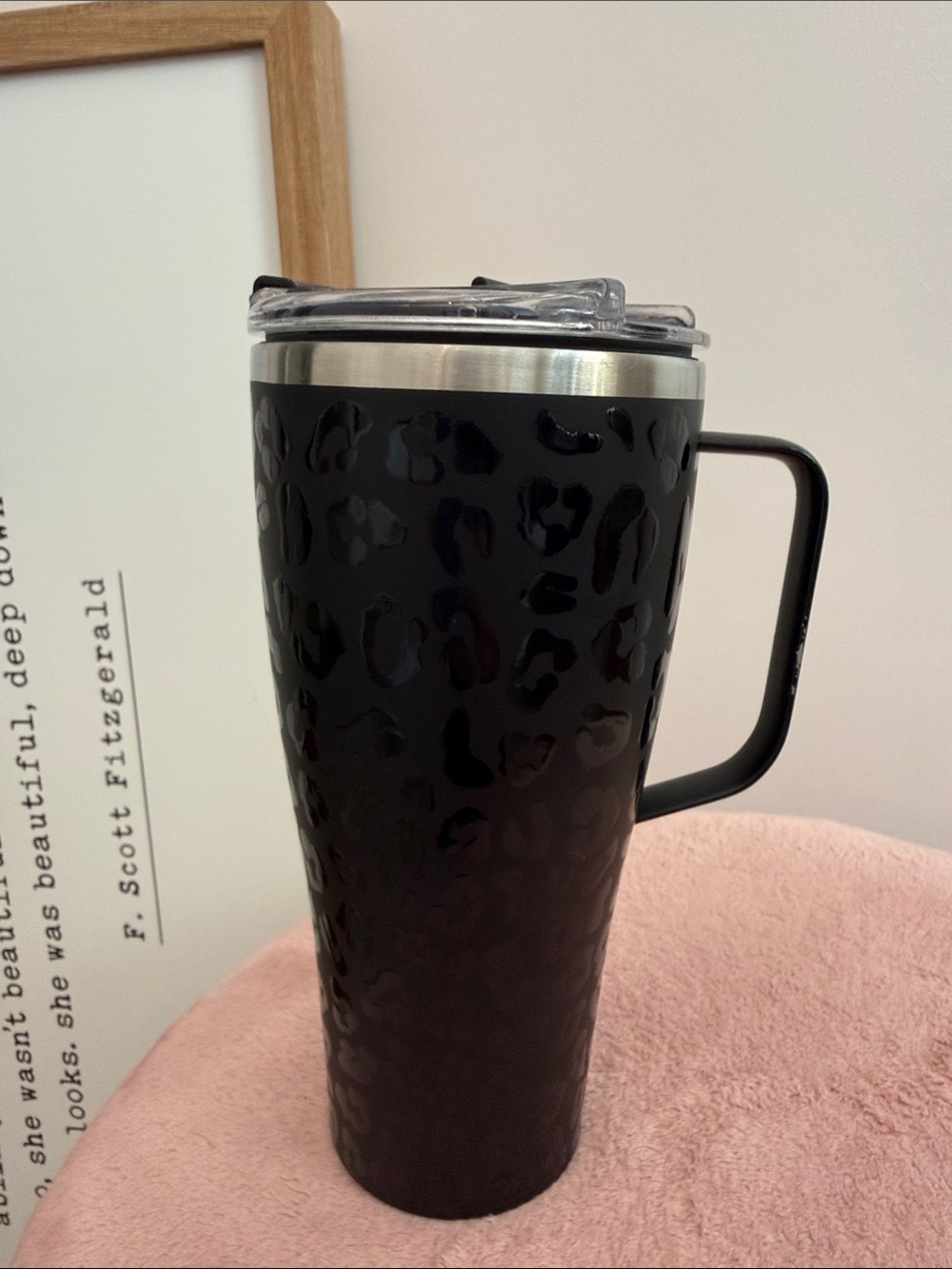 Brumate Black Leopard Travel Mug with Handle